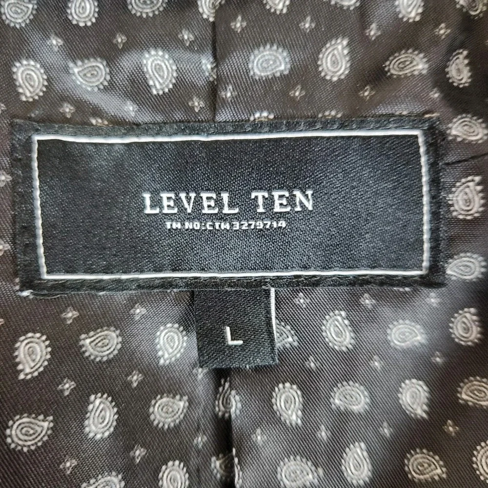 Level Ten Mens Sports Coat Sz Large Gray Blue 2 Button Casual Suit Blazer Preppy